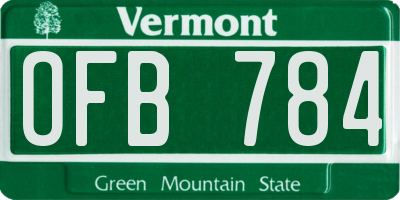 VT license plate OFB784