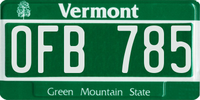 VT license plate OFB785