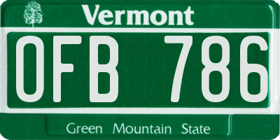 VT license plate OFB786