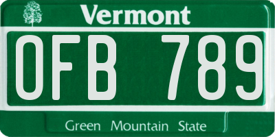 VT license plate OFB789
