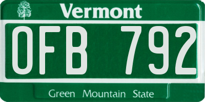 VT license plate OFB792