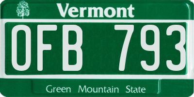 VT license plate OFB793