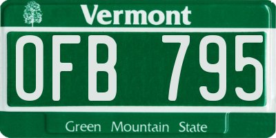 VT license plate OFB795