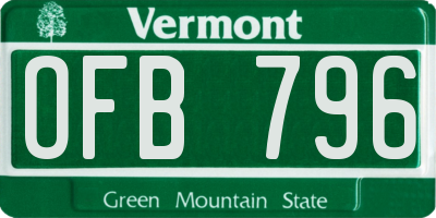 VT license plate OFB796