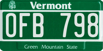 VT license plate OFB798
