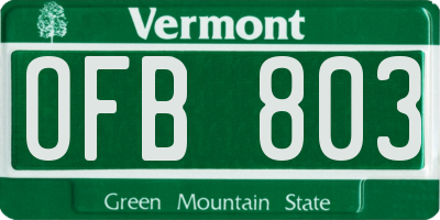 VT license plate OFB803