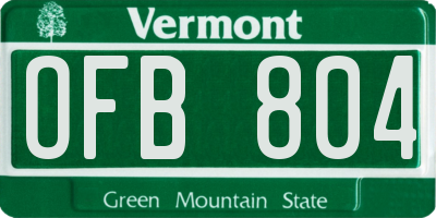 VT license plate OFB804