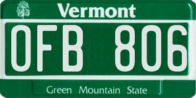 VT license plate OFB806