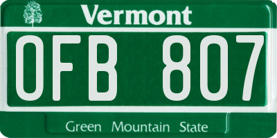 VT license plate OFB807