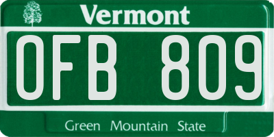 VT license plate OFB809