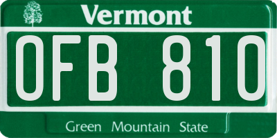 VT license plate OFB810