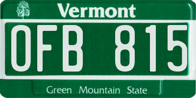 VT license plate OFB815
