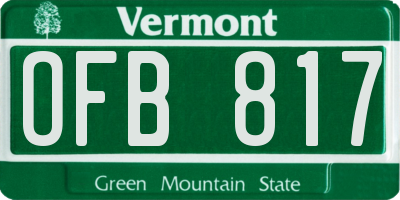 VT license plate OFB817