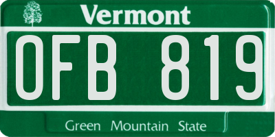 VT license plate OFB819