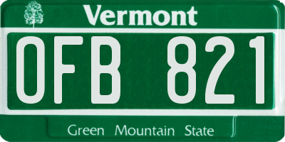 VT license plate OFB821