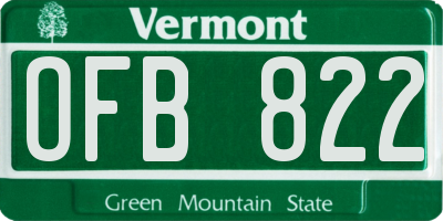 VT license plate OFB822