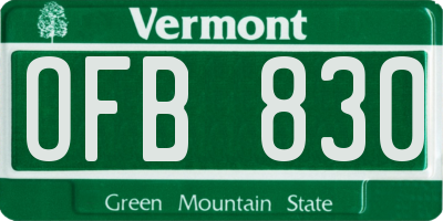 VT license plate OFB830