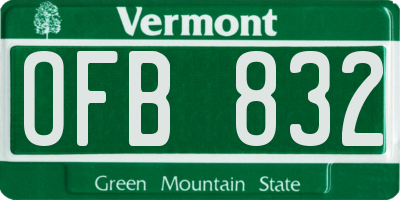VT license plate OFB832