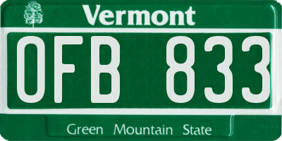 VT license plate OFB833