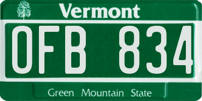VT license plate OFB834