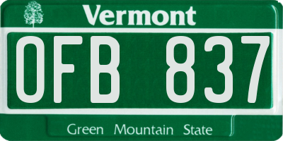 VT license plate OFB837