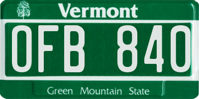 VT license plate OFB840