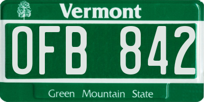 VT license plate OFB842