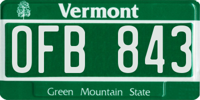 VT license plate OFB843