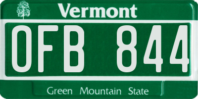 VT license plate OFB844