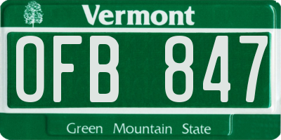VT license plate OFB847