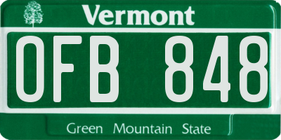 VT license plate OFB848