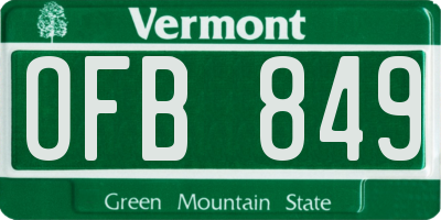 VT license plate OFB849