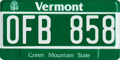 VT license plate OFB858