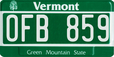 VT license plate OFB859
