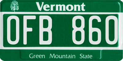 VT license plate OFB860