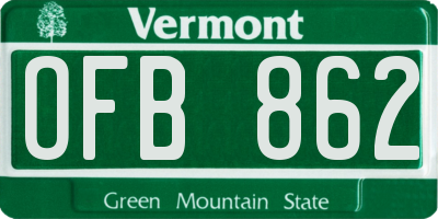 VT license plate OFB862
