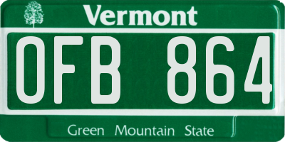 VT license plate OFB864