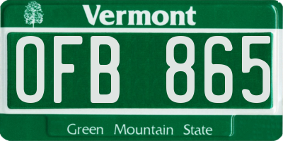 VT license plate OFB865