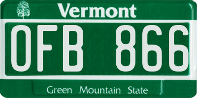 VT license plate OFB866
