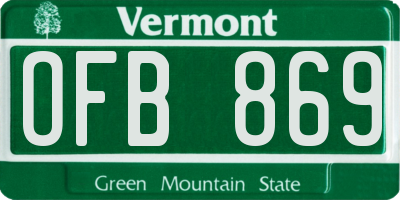 VT license plate OFB869