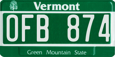 VT license plate OFB874