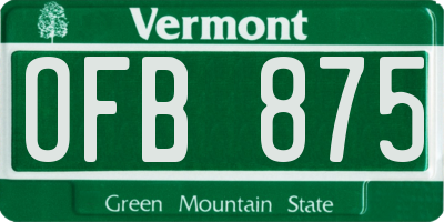 VT license plate OFB875