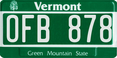 VT license plate OFB878