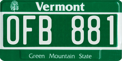 VT license plate OFB881