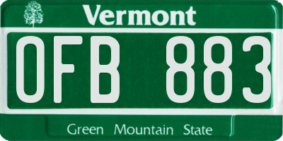 VT license plate OFB883