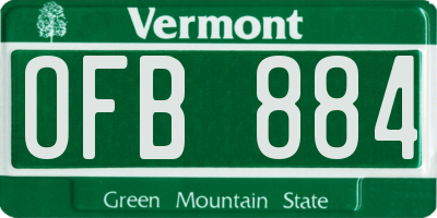 VT license plate OFB884