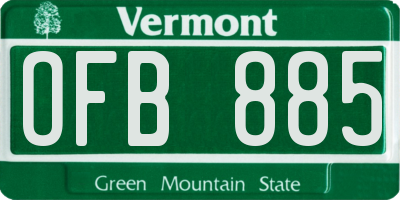 VT license plate OFB885