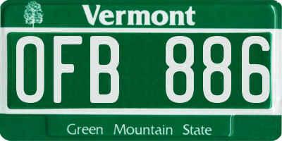 VT license plate OFB886