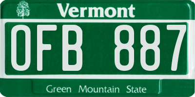 VT license plate OFB887