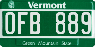 VT license plate OFB889